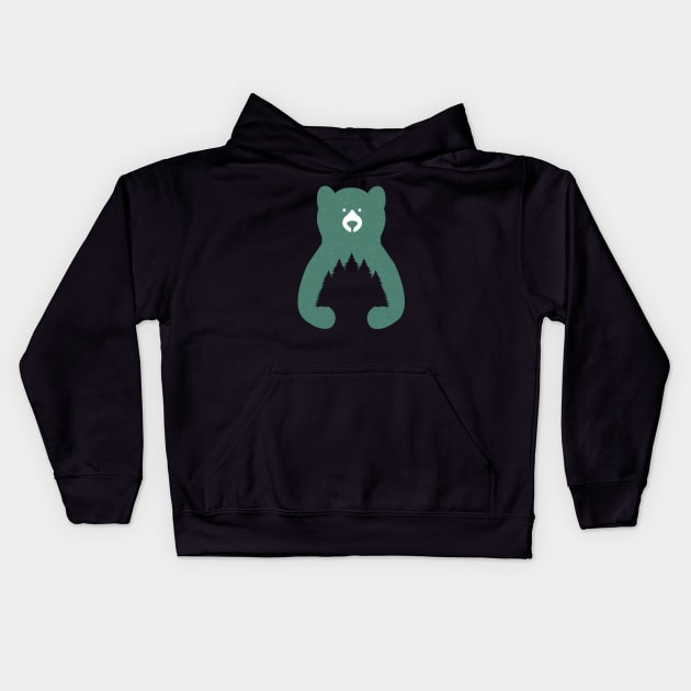 cute bear hugging trees Kids Hoodie by teemarket